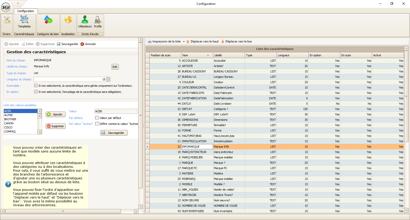 système de configuration personnalisé logiciel gestion inventaires 